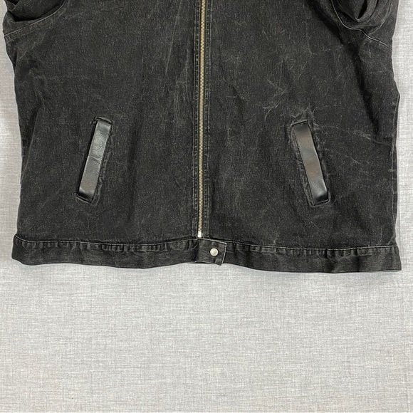 Un Deux Trois Denim Jacket Sz 28 Black Stonewash Zipper Front - Picture 3 of 10